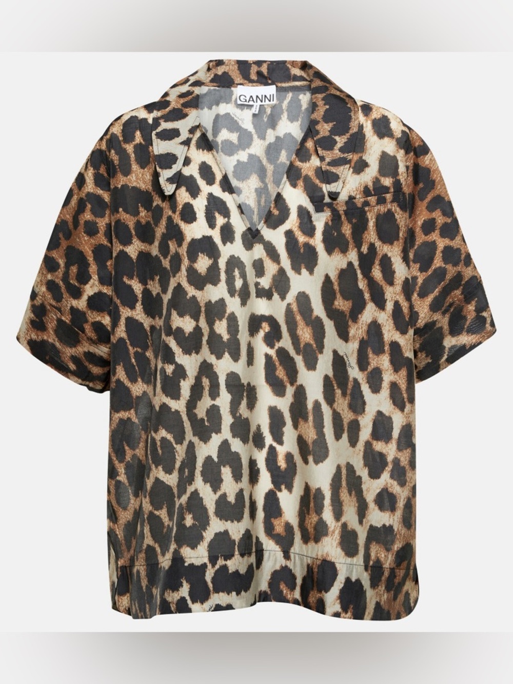 GANNI LEOPARD PRINT BLOUSE SHORT SLEEVE 44